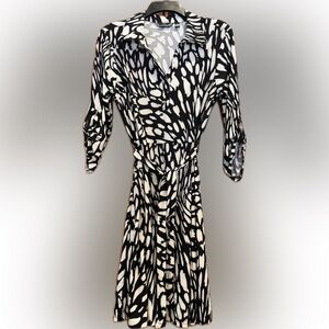 Mlle Gabrielle Black White Belted Shirt Dress, Size M, Work Office Chic